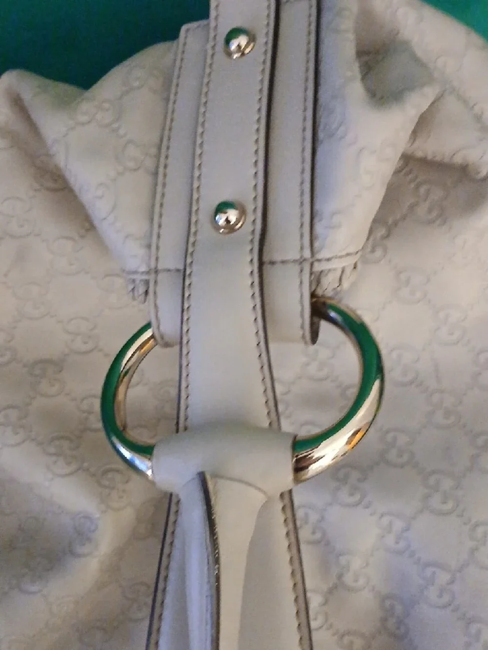 Gucci Horsebit GG  Monogram Leather Hobo with Gold-Tone Hardware